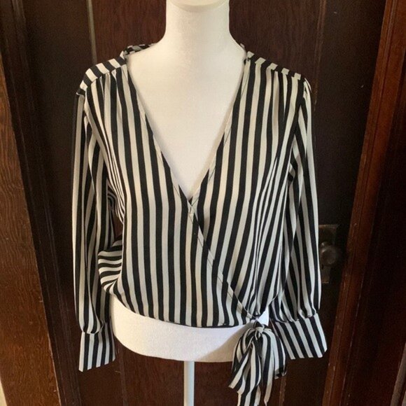 OLM Tops - OLM Vertical Striped Blouse, Medium